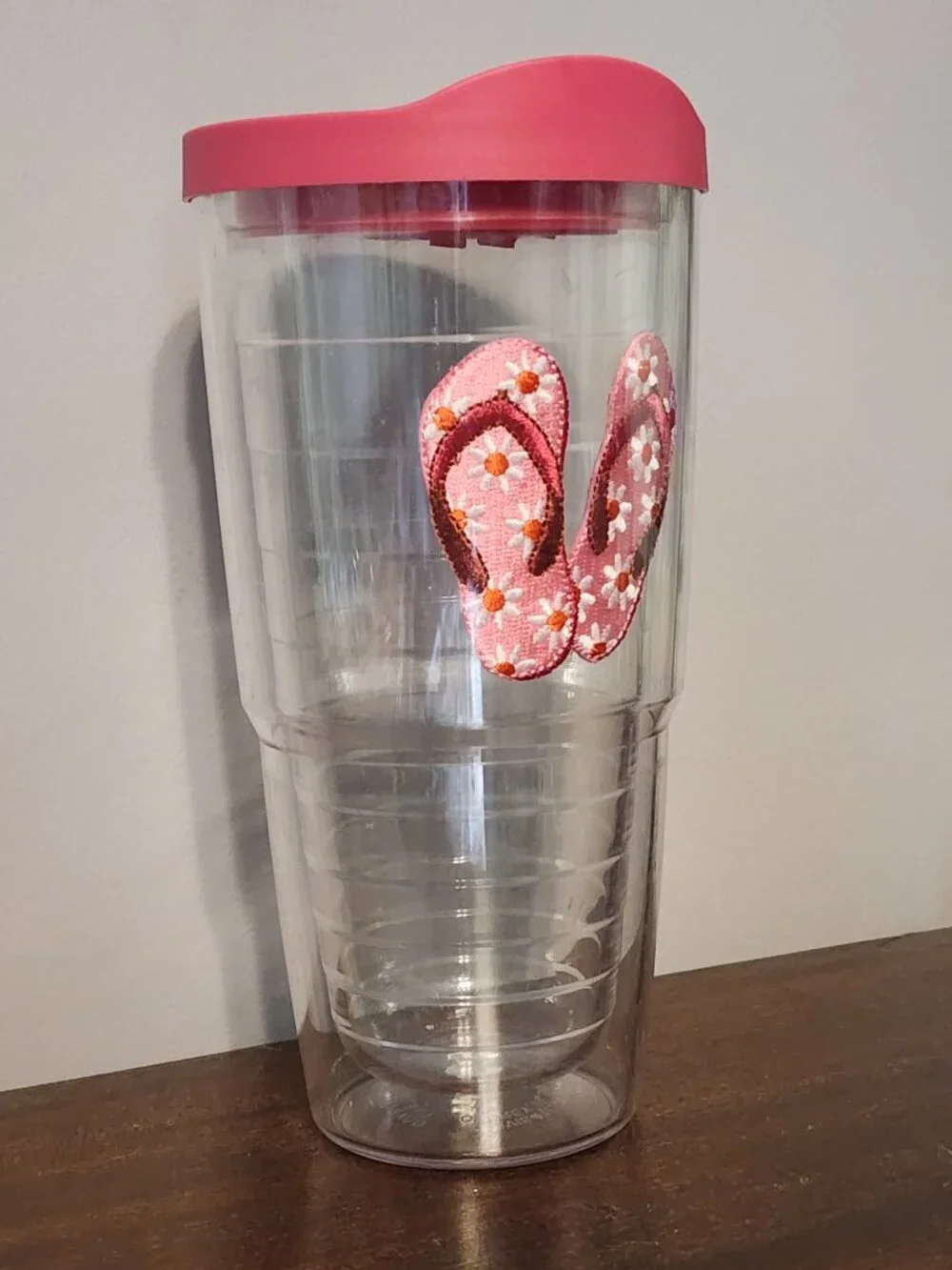 Tervis Colorful Floral Pink Patchwork Flip Flop Tumbler 24oz - Used